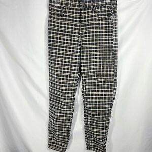 American Eagle Stretch Black Cream Plaid 5 Pocket Straight Leg Jeans Pants Sz 10